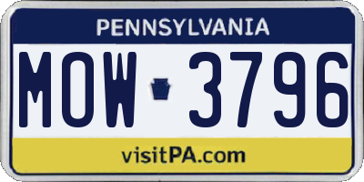 PA license plate MOW3796
