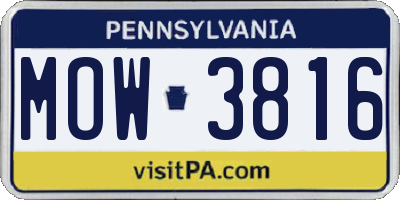 PA license plate MOW3816