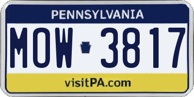 PA license plate MOW3817