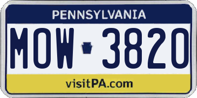 PA license plate MOW3820