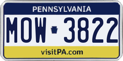 PA license plate MOW3822