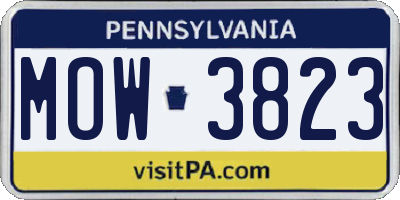PA license plate MOW3823