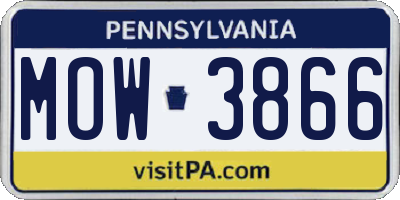 PA license plate MOW3866