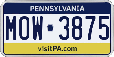 PA license plate MOW3875