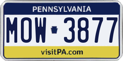 PA license plate MOW3877