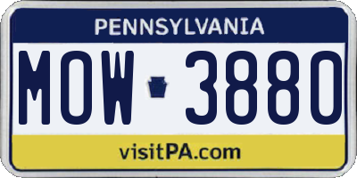 PA license plate MOW3880