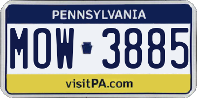 PA license plate MOW3885