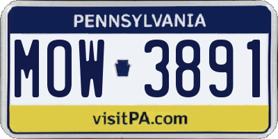 PA license plate MOW3891