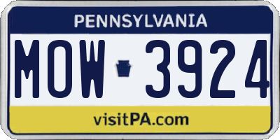 PA license plate MOW3924