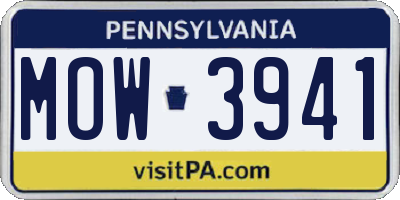 PA license plate MOW3941