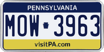 PA license plate MOW3963