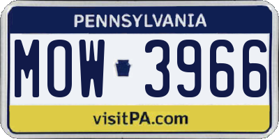 PA license plate MOW3966