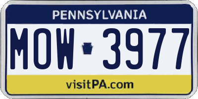 PA license plate MOW3977