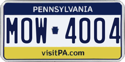PA license plate MOW4004
