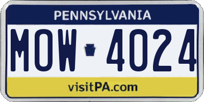 PA license plate MOW4024