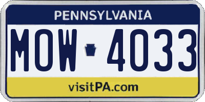 PA license plate MOW4033