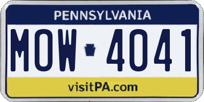 PA license plate MOW4041