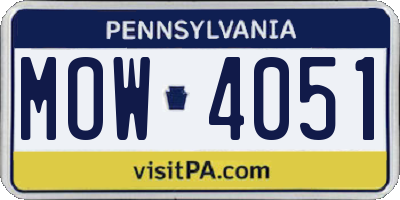 PA license plate MOW4051