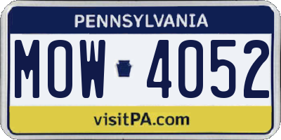 PA license plate MOW4052