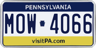 PA license plate MOW4066