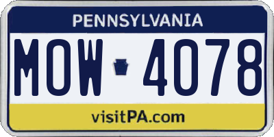 PA license plate MOW4078