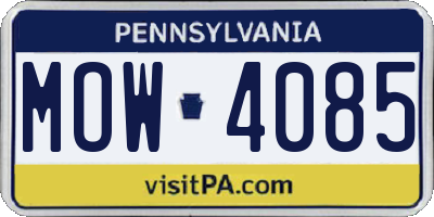 PA license plate MOW4085