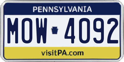PA license plate MOW4092