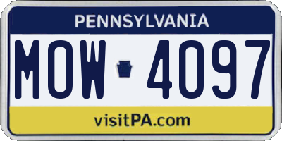 PA license plate MOW4097
