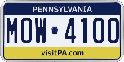 PA license plate MOW4100