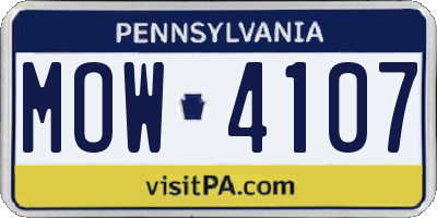 PA license plate MOW4107