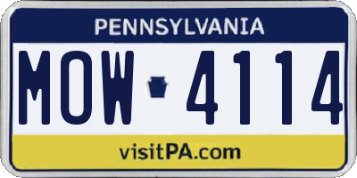 PA license plate MOW4114