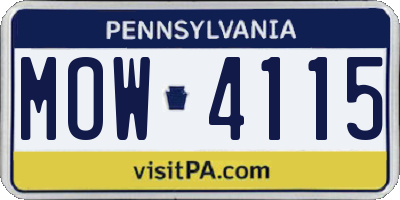 PA license plate MOW4115