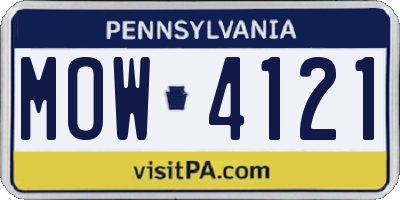 PA license plate MOW4121