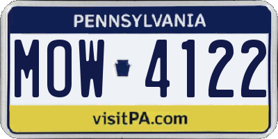PA license plate MOW4122