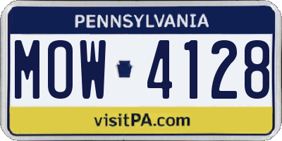 PA license plate MOW4128