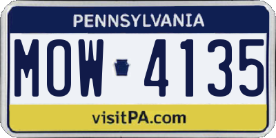 PA license plate MOW4135