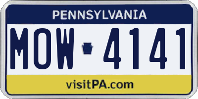 PA license plate MOW4141