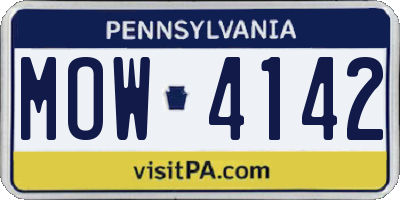 PA license plate MOW4142