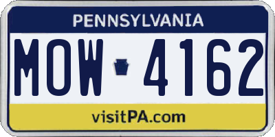 PA license plate MOW4162
