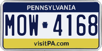 PA license plate MOW4168