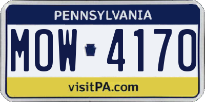 PA license plate MOW4170