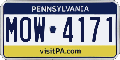 PA license plate MOW4171