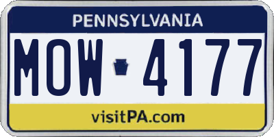 PA license plate MOW4177
