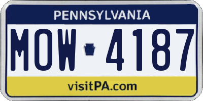 PA license plate MOW4187