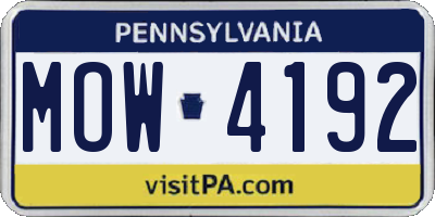PA license plate MOW4192