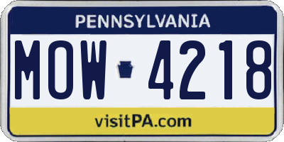 PA license plate MOW4218