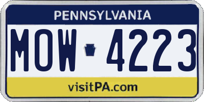 PA license plate MOW4223