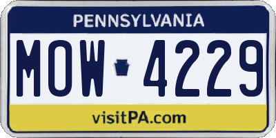 PA license plate MOW4229