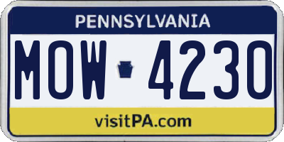 PA license plate MOW4230