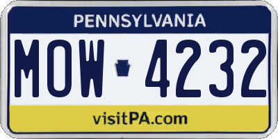 PA license plate MOW4232